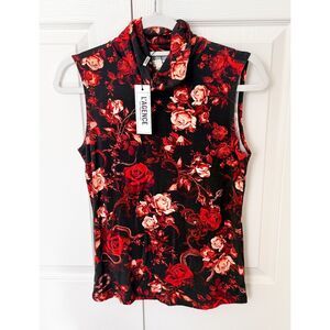 L'agence Ceci Sleeveless Turtleneck Top baroque floral - size small NWT